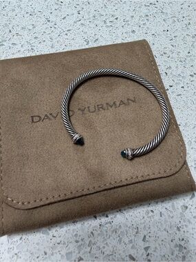 David Yurman Classic Cable Bracelet Sterling Silver w/ Blue Topaz & Diamonds 4mm